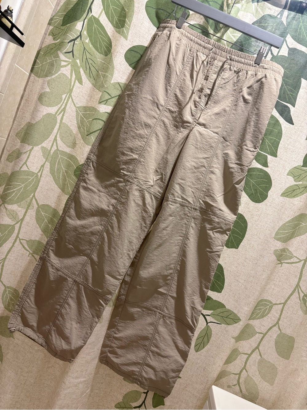 Women's Beige Cargo-Style Elastic-Waist Pants